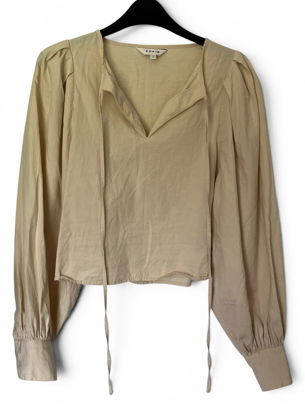 KOKIA Beige Poet Sleeve Poplin Blouse Cottagecore Romantic Large Regency core